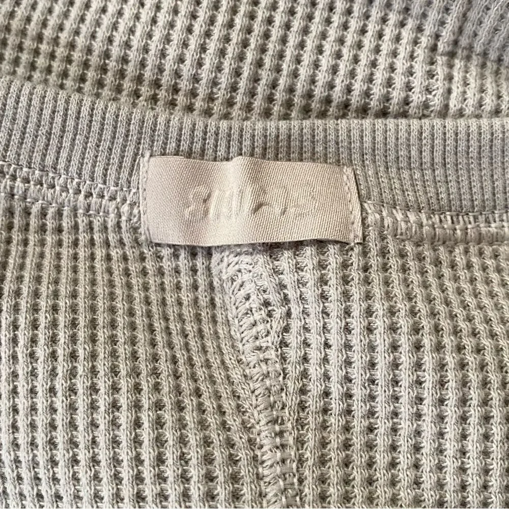 SKIMS Talc Waffle Knit Henley Front Thermal Onesie Sz L NWT